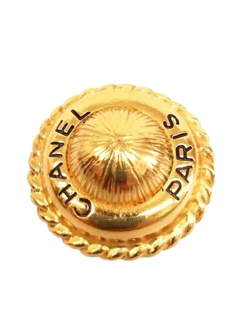 Chanel Logo Single Earrings Vintage Gold